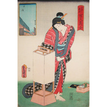 Utagawa Kunisada: Senju: Bijin Lighting Lantern - Ronin Gallery