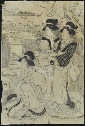Japanese Print "Three Women" by Kikugawa Eizan, 菊川英山 (Kikukawa Eizan)