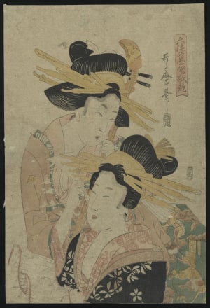 Japanese Print "Portrait of Two Women" by Kitagawa Utamaro, 喜多川歌麿 (Utamaro Kitagawa)