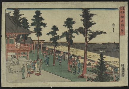Japanese Print "Shrine Overlooking the City" by Utagawa Hiroshige, 歌川広重 (Hiroshige Utagawa)