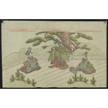 Katsukawa Shunko, 勝川春好 (Shunkō Katsukawa)による浮世絵「Three Women on a Platform」