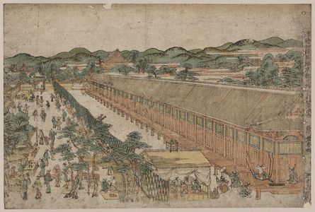 歌川豊春: View of Sanjūsangendō in Kyōto. - アメリカ議会図書館