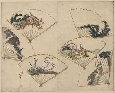 Katsushika Hokusai: Six jewel rivers in fan paste-ups. - Library of Congress