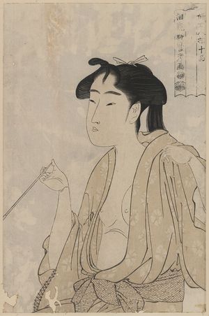 Kitagawa Utamaro: Woman smoking a pipe. - Library of Congress