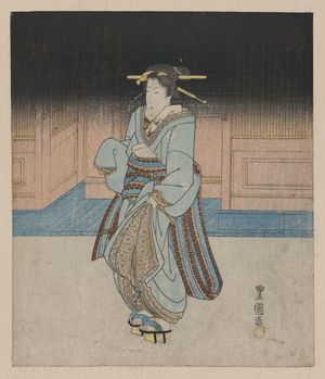 歌川豊国: A geisha on an evening stroll in Fukagawa. - アメリカ議会図書館