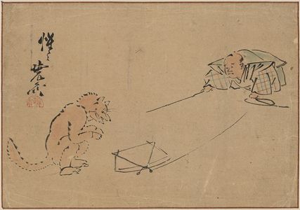 Kawanabe Gyōsai: The Kyōgen performance Tsurigitsune. - アメリカ議会図書館