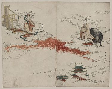 Katsukawa Shunʼei: Weaver maiden and the ox herder. - アメリカ議会図書館