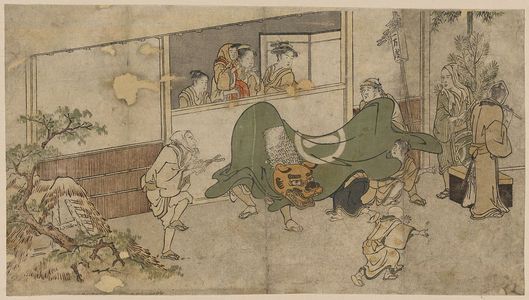 Kitagawa Utamaro: Lion dance of a Daikagura performance. - Library of Congress