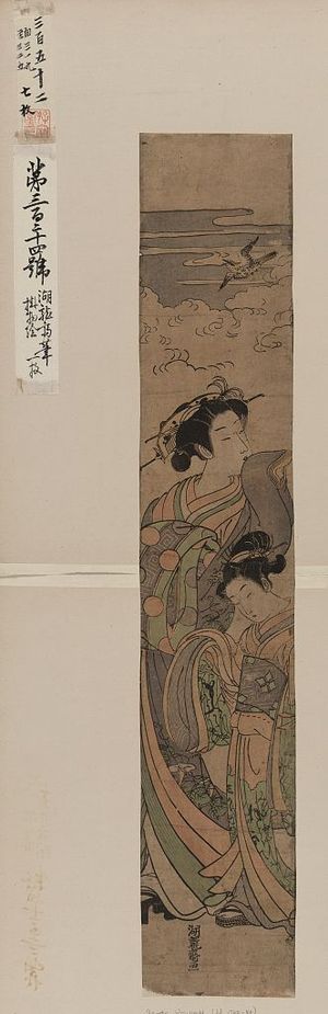 磯田湖龍齋: Courtesan and her attendant listening to a lark. - アメリカ議会図書館