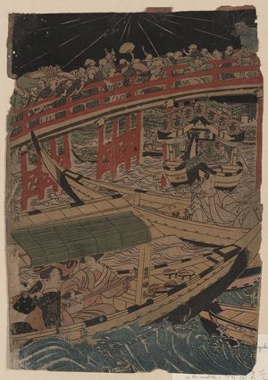 歌川豊国: Boating on the Sumida River. - アメリカ議会図書館