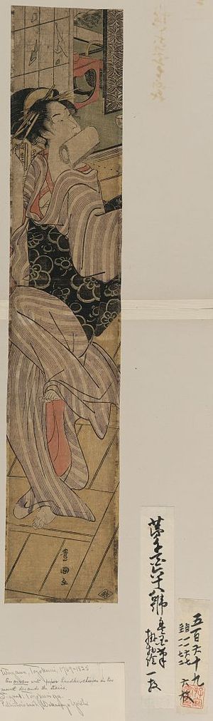 Utagawa Toyokuni I: Beauty descending stairs. - Library of Congress