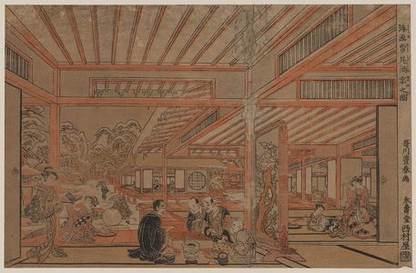 Utagawa Toyoharu: Perspective picture of a drinking party viewing the snow. - Library of Congress