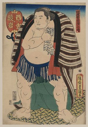 歌川豊国: The sumo wrestler Kagamiiwa of the West Side. - アメリカ議会図書館
