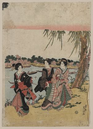 渓斉英泉: Cherry blossoms at Mimeguri. - アメリカ議会図書館