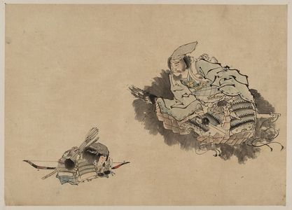 Unknown: [Elder samurai observing a young warrior with bow and arrows] - Library of Congress