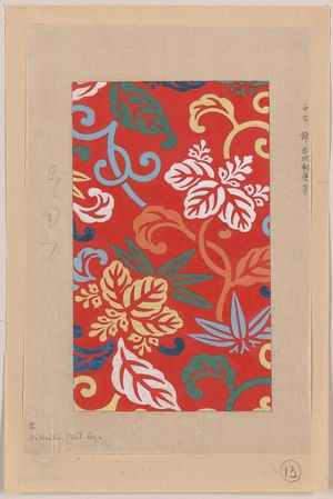 Unknown: [Nishike brocade with paulownia arabesque, with red background] - Library of Congress