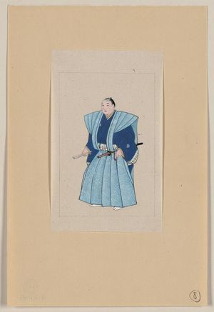 Unknown: [Japanese man, full-length, standing, facing left, wearing robe over kimono] - Library of Congress