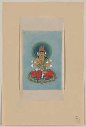 Unknown: [Religious figure sitting on a lotus, facing front, with blue/green halo behind his head] - Library of Congress