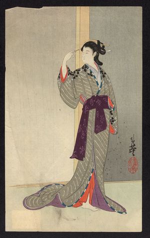 Migita Toshihide: Courtesan watching the rain. - Library of Congress