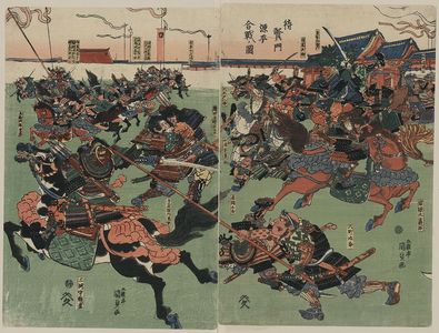 歌川豊国: Battle between the Minamoto and the Taira at Taiken Gate. - アメリカ議会図書館