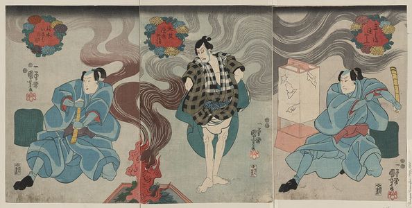 Utagawa Kuniyoshi: Actors in the roles of Tamashima Itto, Tenjuku Tokubei, and Tsukimoto Inabanosuke. - Library of Congress
