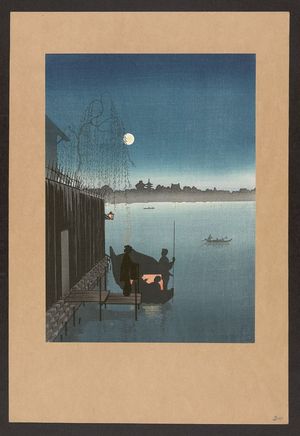 Unknown: Sanbashi Bridge in Fukugawa at night. - Library of Congress