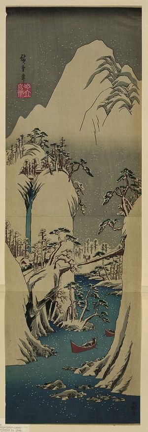 Utagawa Hiroshige: Going up the Fuji River in winter. - Library of Congress