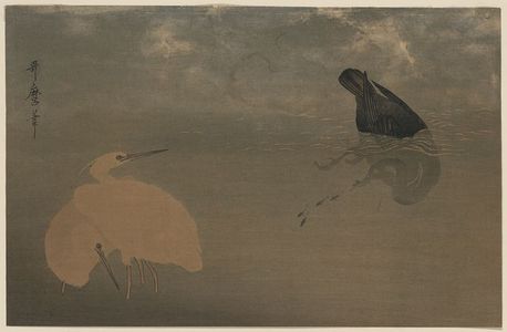 Kitagawa Utamaro: Cormorant and white heron. - Library of Congress