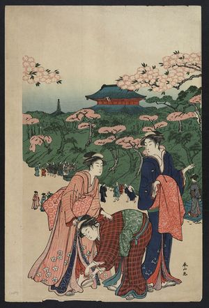Katsukawa Shunzan: Viewing cherry blossoms at Ueno. - Library of Congress