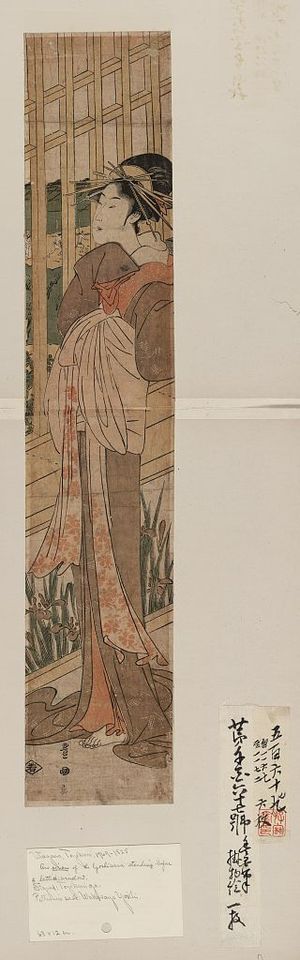 歌川豊国: Courtesan gazing at Nihon embankment. - アメリカ議会図書館