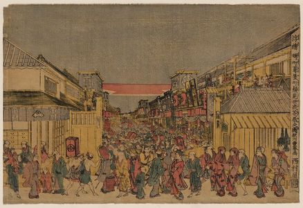 Utagawa Toyoharu: Perspective picture of night show at the opening-of-the-season performance at Fukiyacho and Sakaicho. - Library of Congress
