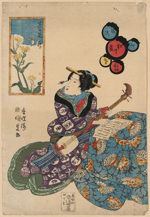 Utagawa Toyokuni I: Butterfly on rape blossoms [nanohana]. - Library of Congress