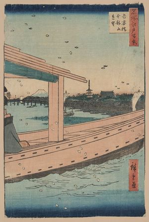 歌川広重: Distant view of Kinryūzan Temple and Azuma Bridge. - アメリカ議会図書館