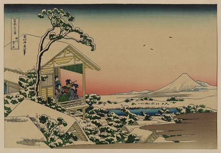 Katsushika Hokusai: [Teahouse at Koishikawa the morning after a snowfall] - Library of Congress
