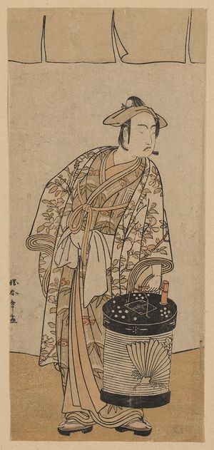 勝川春章: The actor Ichikawa Monnosuke II holding a box lantern. - アメリカ議会図書館