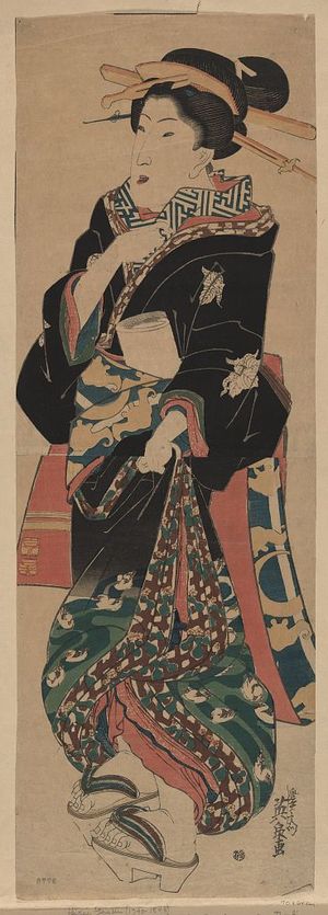 Keisai Eisen: Woman holding a brush. - Library of Congress