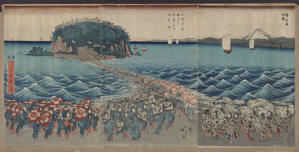 Utagawa Hiroshige: Crowd visiting Buddihist image exhibition at Enoshima Benzaiten Shrine in Sagami Province. - Library of Congress