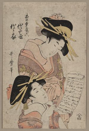 Kitagawa Utamaro: The courtesans Yoyotose and Yoyoginu of the Matsuba-ya. - Library of Congress