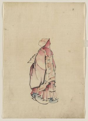 Katsushika Hokusai: [Side view of a monk, full-length portrait, facing left, wearing gown with hood] - Library of Congress