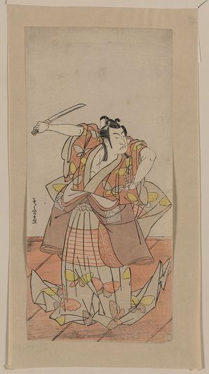 勝川春章: The actor Ichikawa Monnosuke II in the role of Soga no Gorō. - アメリカ議会図書館