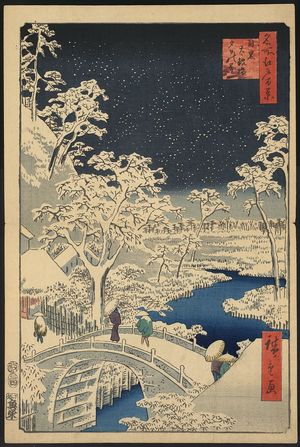 Utagawa Hiroshige: Meguro drum bridge and sunset hill. - Library of Congress