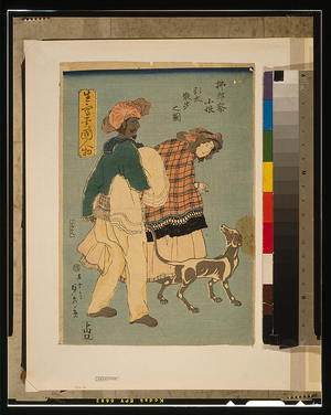 Utagawa Sadahide: French girl taking walk with dog. - Library of Congress