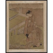 Suzuki Harushige: Young girl throwing goldfish into a pond. - Library of Congress