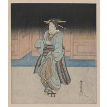 歌川豊国: A geisha on an evening stroll in Fukagawa. - アメリカ議会図書館