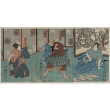 Utagawa Kuniyoshi: Three actors in the roles of Tanizawa Tanomo, Wakatō Kihei, and Iwafuji Mitsukai Chiyo. - Library of Congress