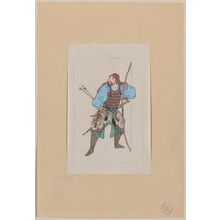 Unknown: [Samurai, standing, facing left, wearing armor and holding a bow, also has arrows and a sword] - Library of Congress