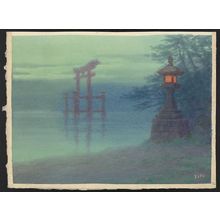 無款: [Stone lantern on shore and a torii in a lake] / Y. Ito. - アメリカ議会図書館