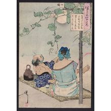 Tsukioka Yoshitoshi: Cooling beneath a evening glory canopy. - Library of Congress
