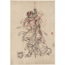 Japanese Print "A samurai drinking sake." by Unknown, 無款 (null)