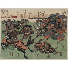 Utagawa Toyokuni (Utagawa Toyokuni)による浮世絵「Battle between the Minamoto and the Taira at Taiken Gate.」